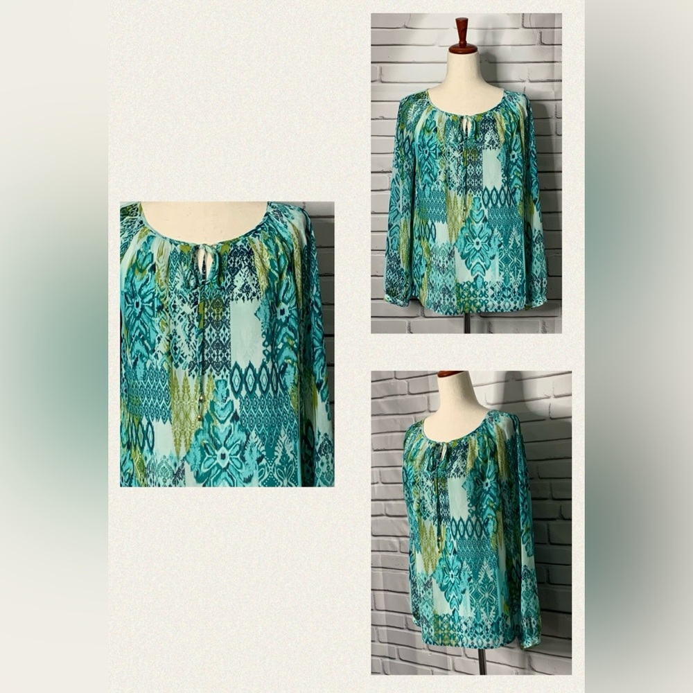 3/$20 Jones New York Colorful Long Sleeve Blouse